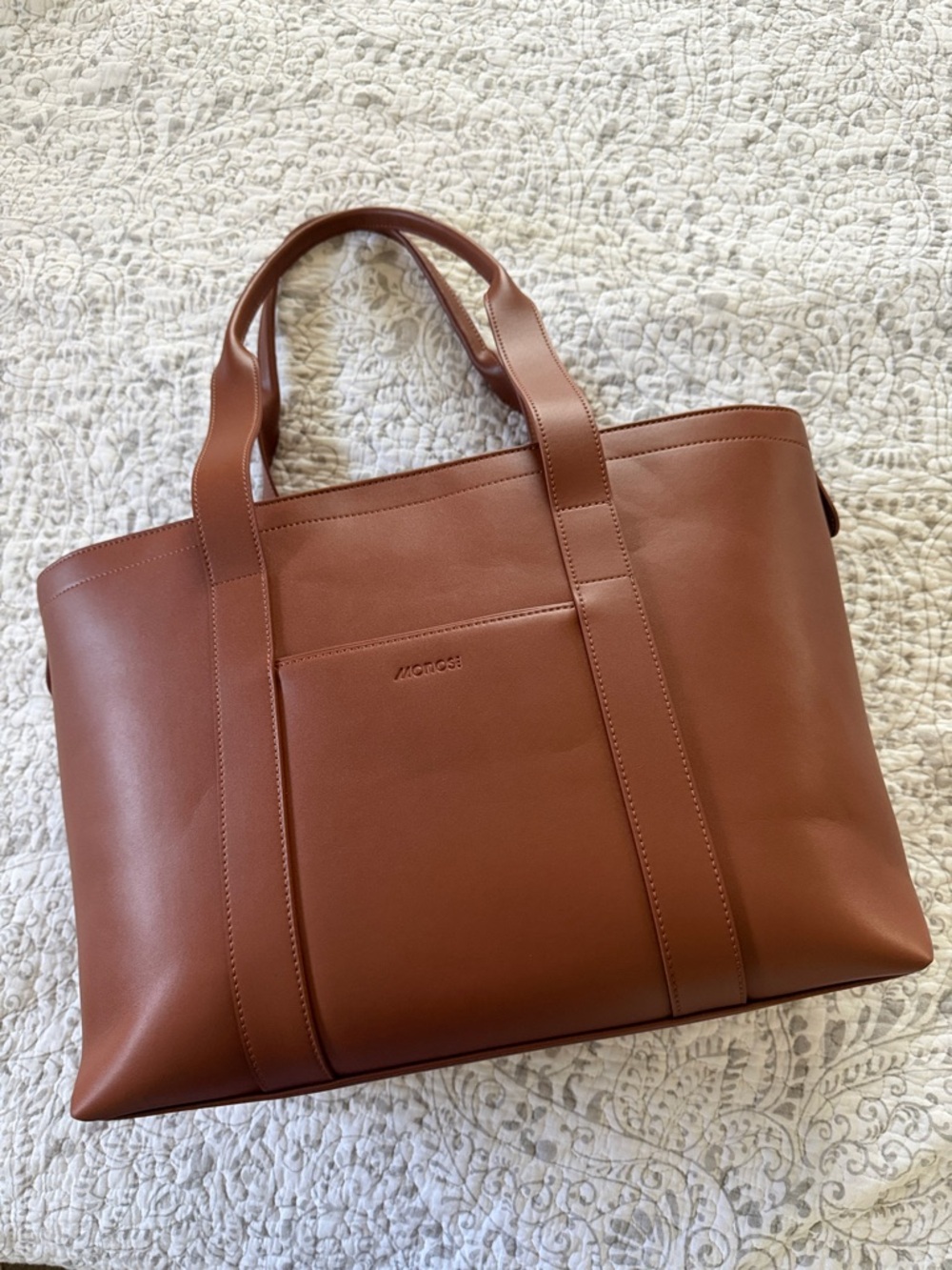 MONOS Brown Leather Tote - Structured Everyday/Travel Carry